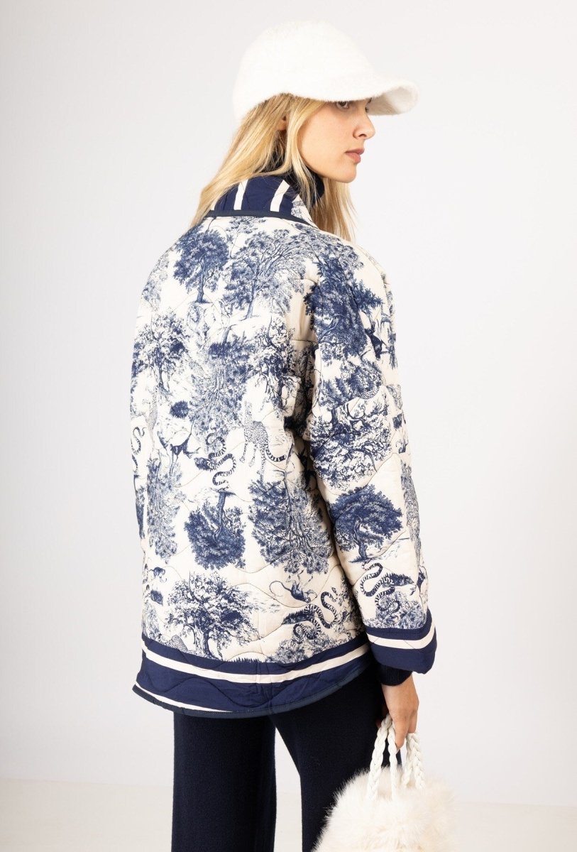 Veste matelassée à imprimé Jungle bleu marine Rive Gauche - RIVE GAUCHE