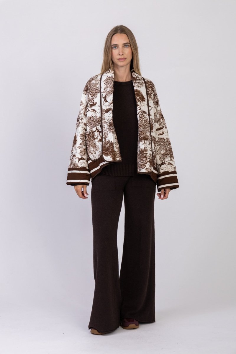 Veste matelassée à imprimé Jungle marron Rive Gauche - RIVE GAUCHE