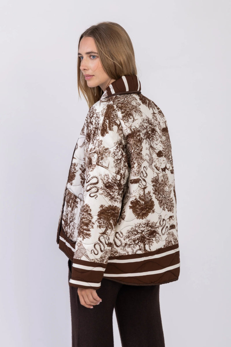 Veste matelassée à imprimé Jungle marron Rive Gauche - RIVE GAUCHE