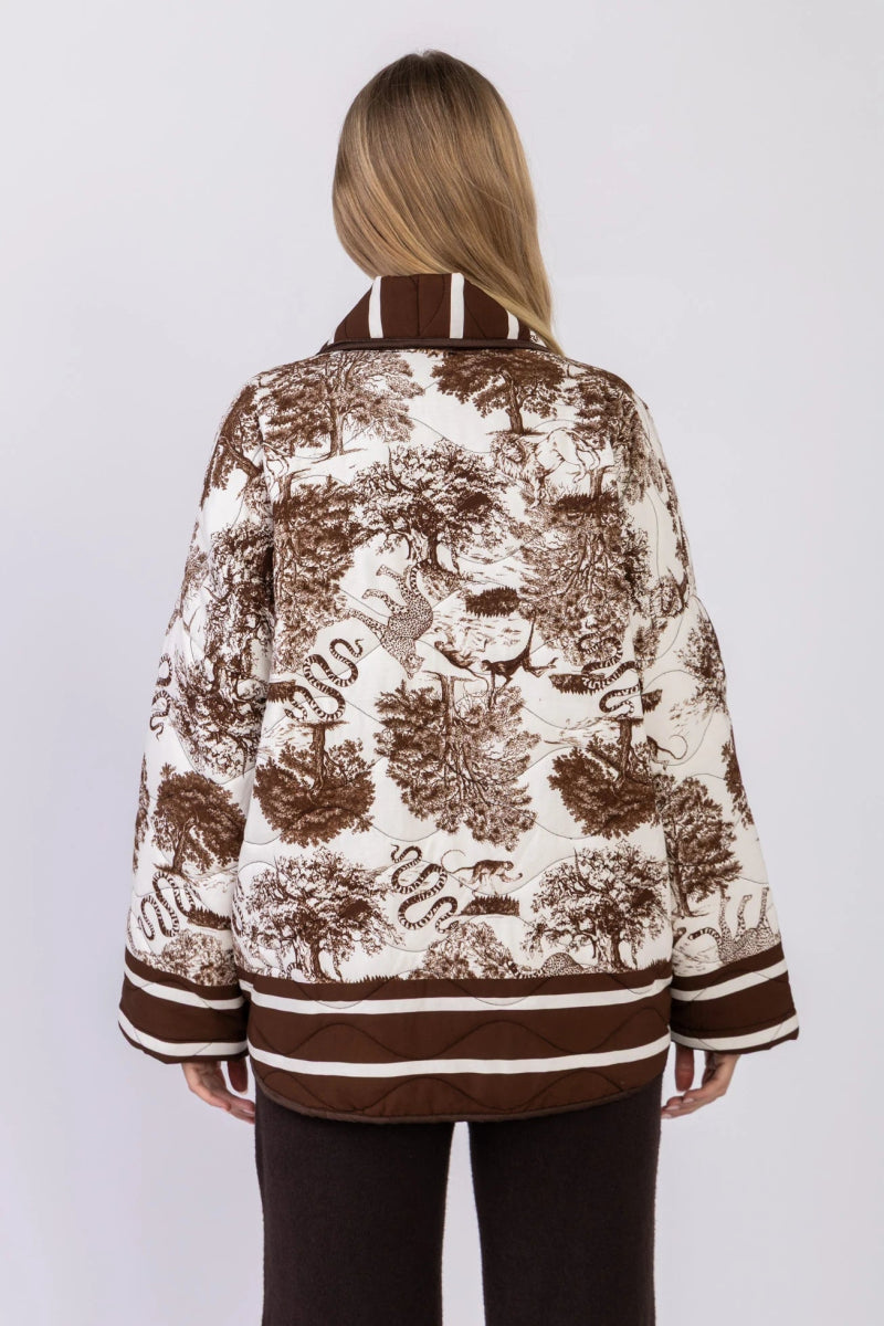 Veste matelassée à imprimé Jungle marron Rive Gauche - RIVE GAUCHE