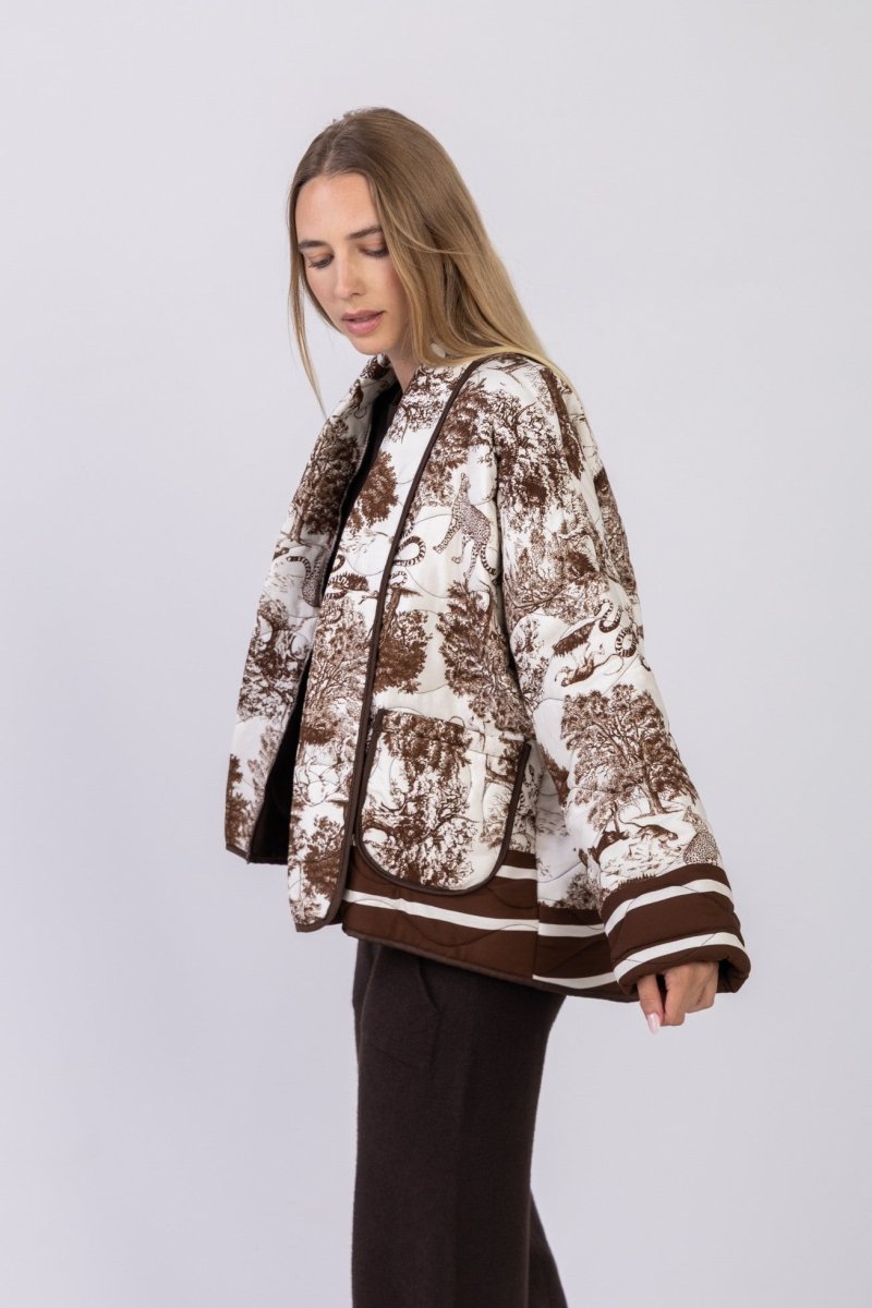 Veste matelassée à imprimé Jungle marron Rive Gauche - RIVE GAUCHE