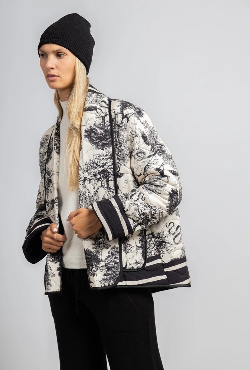 Veste matelassée à imprimé Jungle noir Rive Gauche - RIVE GAUCHE