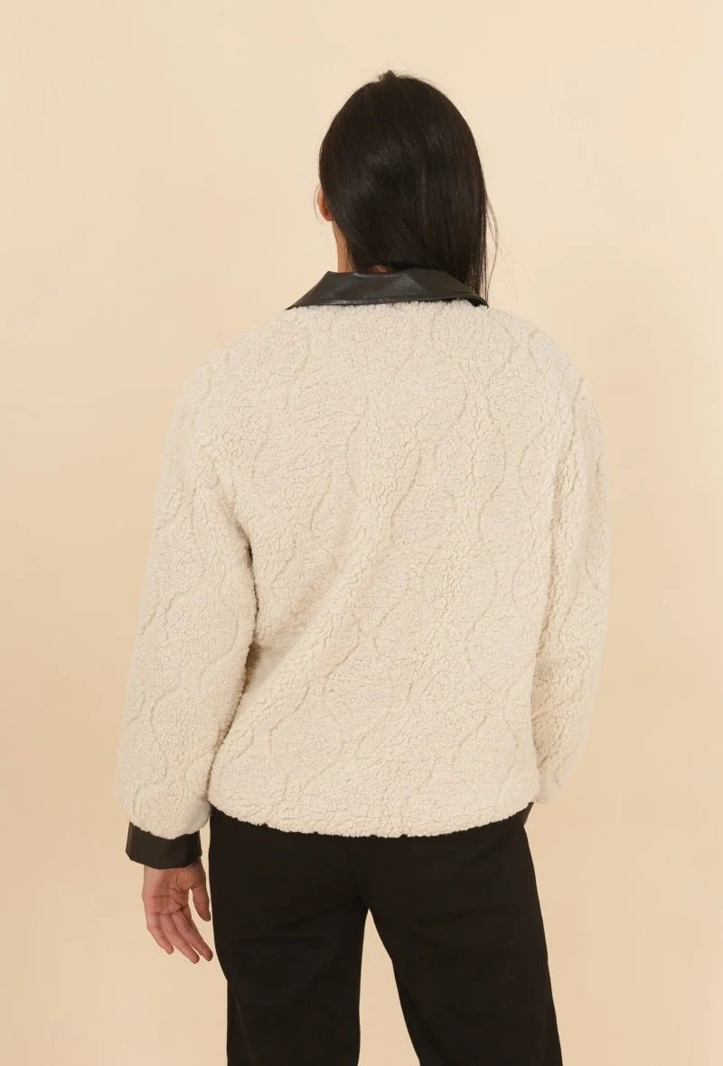 Veste moumoute finitions simili cuir - RIVE GAUCHE