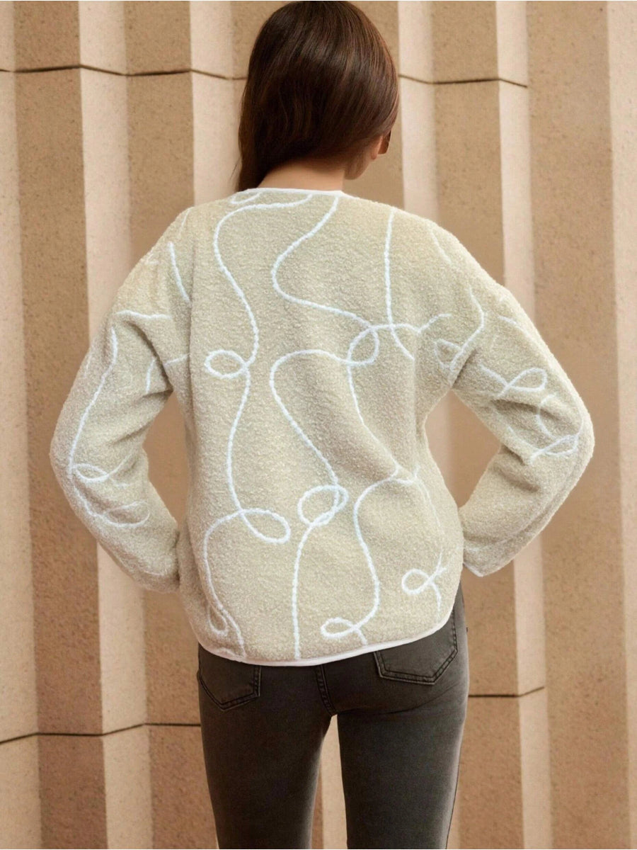 Veste moumoute oversize beige brodée avec poches - RIVE GAUCHE