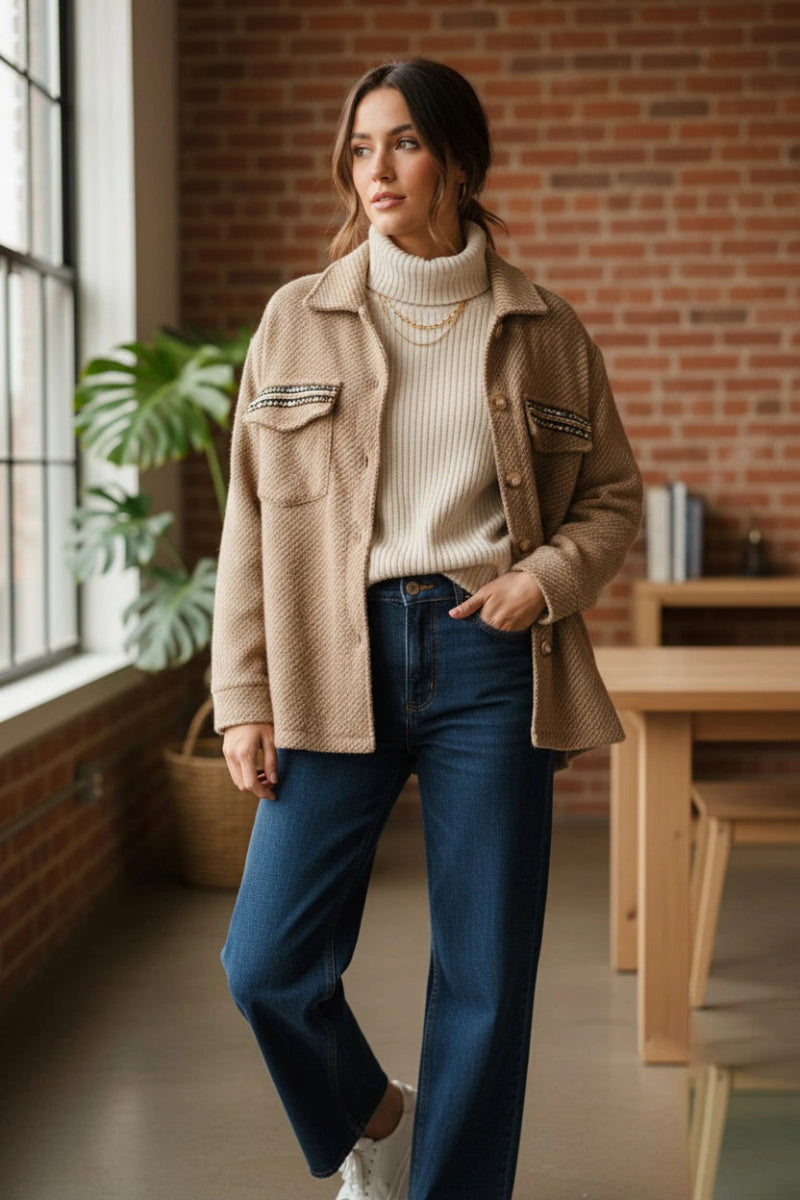 Veste oversize maille avec broderies - RIVE GAUCHE