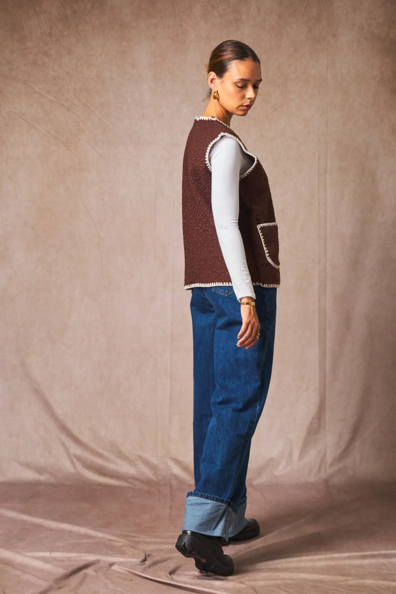 Veste sans manches bande brodé - RIVE GAUCHE