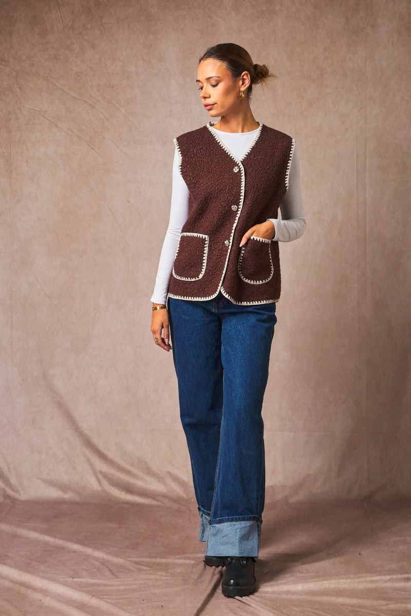 Veste sans manches bande brodé - RIVE GAUCHE