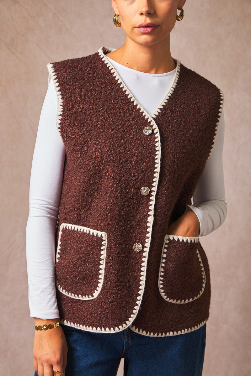 Veste sans manches bande brodé - RIVE GAUCHE