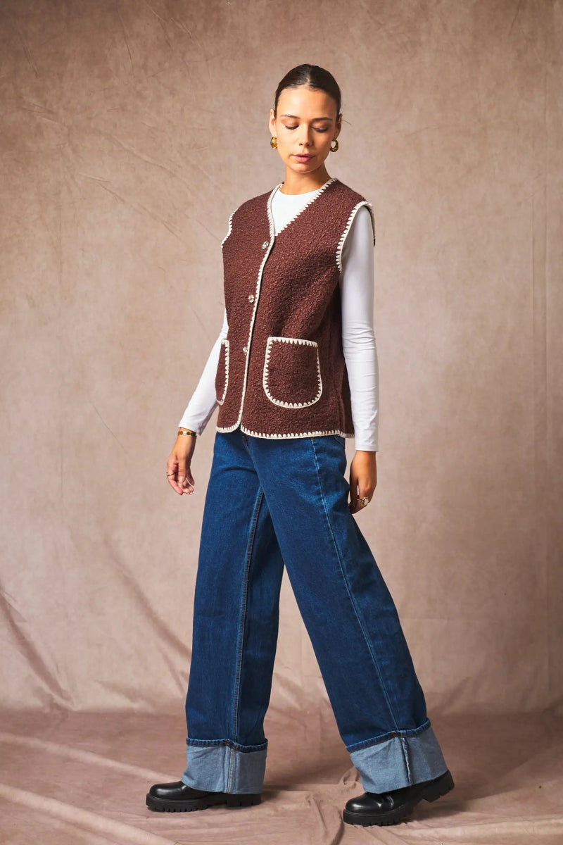 Veste sans manches bande brodé - RIVE GAUCHE