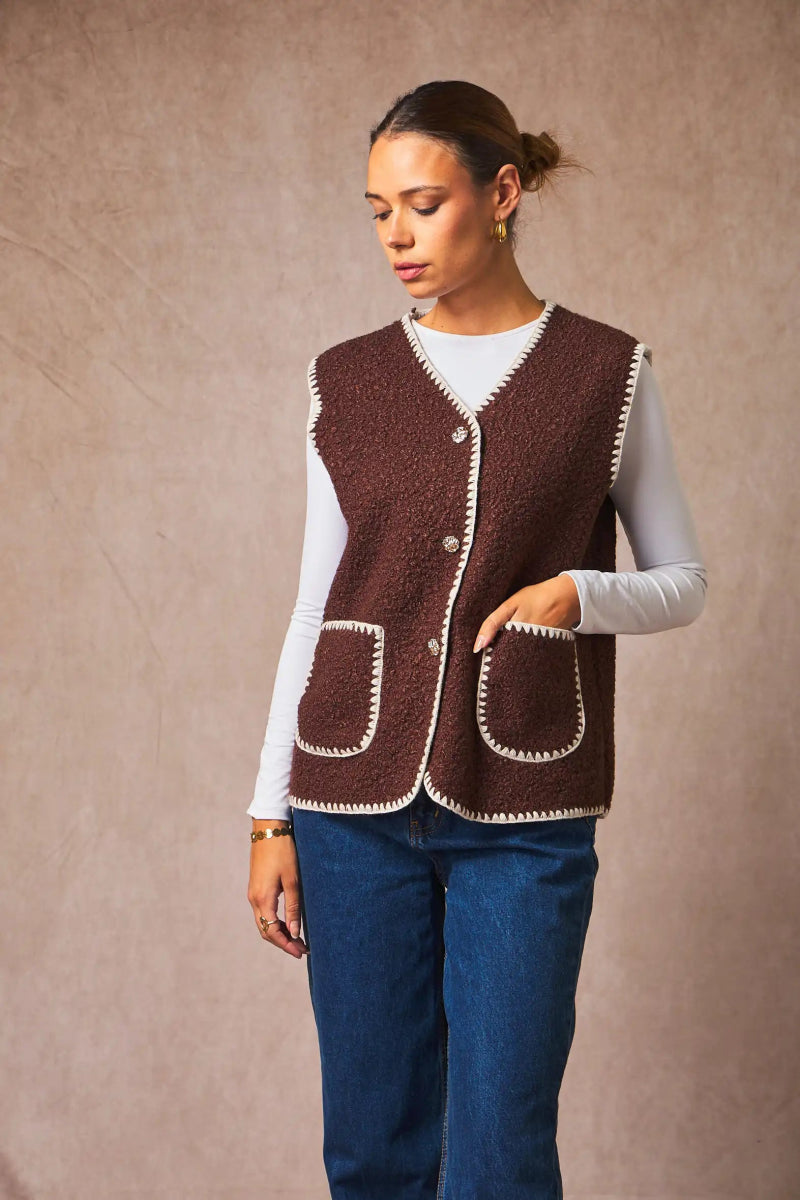 Veste sans manches bande brodé - RIVE GAUCHE