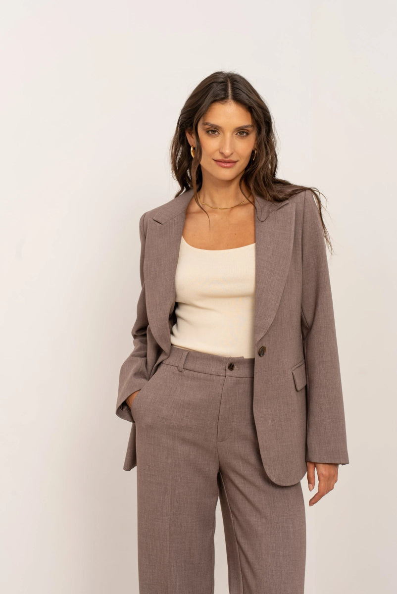 Veste tailleur taupe Aura à la coupe ajustée - RIVE GAUCHE